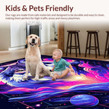 Ultra Soft Area Rug, Non Slip, Stain Resistant, Washable Area Rugs for Living Room, Bedroom, Enchanting Bright Fantasy Design(Purple)
