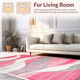 Ultra Soft Area Rug, Non Slip, Stain Resistant, Washable Area Rugs for Living Room, Bedroom, Soft Contemporary Abstract Aesthetics(Pink)