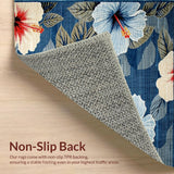 Ultra Soft Area Rug, Non Slip, Stain Resistant, Washable Area Rugs for Living Room, Bedroom, Chic Blue-Red Botanical Pattern(Blue)