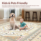 Ultra Soft Area Rug, Non Slip, Stain Resistant, Washable Area Rugs for Living Room, Bedroom, Elegant Non Slip Area with Boho Inspired Geometric(Beige)