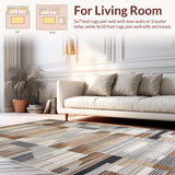 Ultra Soft Area Rug, Non Slip, Stain Resistant, Washable Area Rugs for Living Room, Bedroom, Sophisticated Soft Textured Waves(Brown)