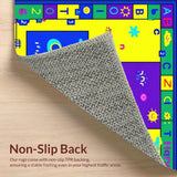 Ultra Soft Area Rug, Non Slip, Stain Resistant, Washable Area Rugs for Living Room, Bedroom, Vibrant Geometric Alphabet Aesthetic(Yellow)