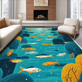 Ultra Soft Area Rug, Non Slip, Stain Resistant, Washable Area Rugs for Living Room, Bedroom, Funny Fishing Entryway Rug Non-Slip Washable(Blue)
