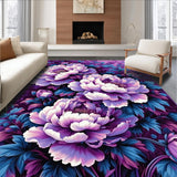 Ultra Soft Area Rug, Non Slip, Stain Resistant, Washable Area Rugs for Living Room, Bedroom, Chic Contemporary Floral Touch(Purple)