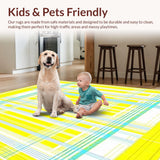 Ultra Soft Area Rug, Non Slip, Stain Resistant, Washable Area Rugs for Living Room, Bedroom, Sun Kissed Patio Modern Geometric Design(Yellow)