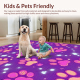 Ultra Soft Area Rug, Non Slip, Stain Resistant, Washable Area Rugs for Living Room, Bedroom, Fun and Lively Paw Pattern Aesthetic(Purple)