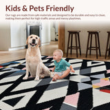 Ultra Soft Area Rug, Non Slip, Stain Resistant, Washable Area Rugs for Living Room, Bedroom, Rustic Tiled Patterned Decor Accent(Black)