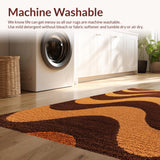 Ultra Soft Area Rug, Non Slip, Stain Resistant, Washable Area Rugs for Living Room, Bedroom, Modern Wavy Circles Living Room Plush Area Rug(Brown)
