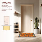Ultra Soft Area Rug, Non Slip, Stain Resistant, Washable Area Rugs for Living Room, Bedroom, Unique Tibetan Inspired Color Fusion(Orange)