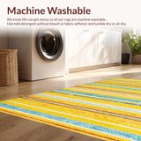 Ultra Soft Area Rug, Non Slip, Stain Resistant, Washable Area Rugs for Living Room, Bedroom, Whimsical Colorful Layered Patterns(Yellow)