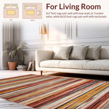 Ultra Soft Area Rug, Non Slip, Stain Resistant, Washable Area Rugs for Living Room, Bedroom, Artistic Casual Woven Aesthetic(Red)