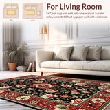 Ultra Soft Area Rug, Non Slip, Stain Resistant, Washable Area Rugs for Living Room, Bedroom, Colorful Botanical Patterned Delight(Red)