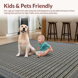 Ultra Soft Area Rug, Non Slip, Stain Resistant, Washable Area Rugs for Living Room, Bedroom, Unique Ogee Patterned Texture(Gray)