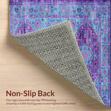 Ultra Soft Area Rug, Non Slip, Stain Resistant, Washable Area Rugs for Living Room, Bedroom, Elegant Violet Tiled Pattern(Blue)