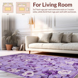 Ultra Soft Area Rug, Non Slip, Stain Resistant, Washable Area Rugs for Living Room, Bedroom, Elegant Soft Colorful Bloom Patterns(Purple)