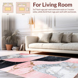 Ultra Soft Area Rug, Non Slip, Stain Resistant, Washable Area Rugs for Living Room, Bedroom, Contemporary Black and Gray Abstract Design(Pink)
