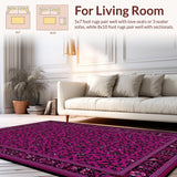 Ultra Soft Area Rug, Non Slip, Stain Resistant, Washable Area Rugs for Living Room, Bedroom, Elegant Curvilinear Scrollwork Design(Purple)