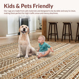 Ultra Soft Area Rug, Non Slip, Stain Resistant, Washable Area Rugs for Living Room, Bedroom, Transitional Warm Color Palette Design(Brown)