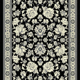 Ultra Soft Area Rug, Non Slip, Stain Resistant, Washable Area Rugs for Living Room, Bedroom, Eclectic Abstract Floral Motif(Black)