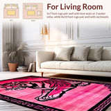 Ultra Soft Area Rug, Non Slip, Stain Resistant, Washable Area Rugs for Living Room, Bedroom, Vibrant Pink Animal Print Statement(Pink)