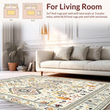Ultra Soft Area Rug, Non Slip, Stain Resistant, Washable Area Rugs for Living Room, Bedroom, Boho Style Creamy Neutral Tone(Beige)