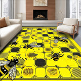 Ultra Soft Area Rug, Non Slip, Stain Resistant, Washable Area Rugs for Living Room, Bedroom, Elegant Floral Hexagonal Arrangement(Yellow)