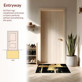 Ultra Soft Area Rug, Non Slip, Stain Resistant, Washable Area Rugs for Living Room, Bedroom, Rustic Monochrome Dynamic Shapes(Gold)