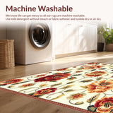 Ultra Soft Area Rug, Non Slip, Stain Resistant, Washable Area Rugs for Living Room, Bedroom, Charming Decorative with Bold Floral(White)