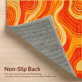 Ultra Soft Area Rug, Non Slip, Stain Resistant, Washable Area Rugs for Living Room, Bedroom, Retro-Inspired Colorful Wave Pattern(Orange)