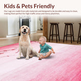 Ultra Soft Area Rug, Non Slip, Stain Resistant, Washable Area Rugs for Living Room, Bedroom, Tranquil Blossom Breeze Aesthetic(Pink)