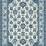 Ultra Soft Area Rug, Non Slip, Stain Resistant, Washable Area Rugs for Living Room, Bedroom, Charming Blue Botanical Illustration(White)