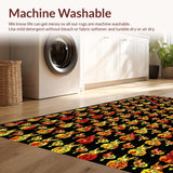 Ultra Soft Area Rug, Non Slip, Stain Resistant, Washable Area Rugs for Living Room, Bedroom, Rustic Summer Blossom Motif(Red)