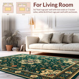 Ultra Soft Area Rug, Non Slip, Stain Resistant, Washable Area Rugs for Living Room, Bedroom, Rustic Soft Velvet Tiled Design(Green)
