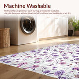 Ultra Soft Area Rug, Non Slip, Stain Resistant, Washable Area Rugs for Living Room, Bedroom, Chic Purple Blossom Aesthetic(Gray)