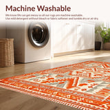 Ultra Soft Area Rug, Non Slip, Stain Resistant, Washable Area Rugs for Living Room, Bedroom, Artistic Southwestern Textured Design(Orange)