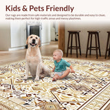 Ultra Soft Area Rug, Non Slip, Stain Resistant, Washable Area Rugs for Living Room, Bedroom, Abstract Animal Inspired Geometric(Beige)