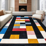 Ultra Soft Area Rug, Non Slip, Stain Resistant, Washable Area Rugs for Living Room, Bedroom, Chic Minimalist Dual-Tone Alignment(Black)