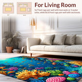 Ultra Soft Area Rug, Non Slip, Stain Resistant, Washable Area Rugs for Living Room, Bedroom, Playful Ocean Theme Kindergarten Home Decor Rug(Blue)