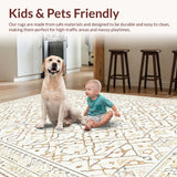 Ultra Soft Area Rug, Non Slip, Stain Resistant, Washable Area Rugs for Living Room, Bedroom, Rustic Cream and Tan Geometry(Beige)