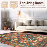 Ultra Soft Area Rug, Non Slip, Stain Resistant, Washable Area Rugs for Living Room, Bedroom, Sophisticated Ethnic Patterned Charm(Orange)