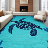 Ultra Soft Area Rug, Non Slip, Stain Resistant, Washable Area Rugs for Living Room, Bedroom, Charming Marine Animal Aesthetic(Blue)