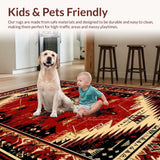 Ultra Soft Area Rug, Non Slip, Stain Resistant, Washable Area Rugs for Living Room, Bedroom, Elegant Transitional Red Patterns(Red)