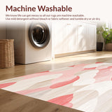 Ultra Soft Area Rug, Non Slip, Stain Resistant, Washable Area Rugs for Living Room, Bedroom, Dusty Rose and Cream Abstract Area With Geometric Flow Design(Red)
