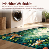 Ultra Soft Area Rug, Non Slip, Stain Resistant, Washable Area Rugs for Living Room, Bedroom, Charming Animal Print Wonderland(Green)