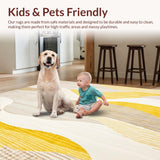 Ultra Soft Area Rug, Non Slip, Stain Resistant, Washable Area Rugs for Living Room, Bedroom, Beige Wave Non Slip(Yellow)