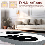 Ultra Soft Area Rug, Non Slip, Stain Resistant, Washable Area Rugs for Living Room, Bedroom, Modern Yin Yang Non-Slip Meditation Doormat(Black)