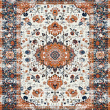 Ultra Soft Area Rug, Non Slip, Stain Resistant, Washable Area Rugs for Living Room, Bedroom, Elegant Layered Floral Design Style(Orange)
