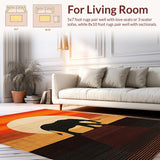 Ultra Soft Area Rug, Non Slip, Stain Resistant, Washable Area Rugs for Living Room, Bedroom, Minimalist Abstract Fauna Illustration(Orange)