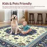 Ultra Soft Area Rug, Non Slip, Stain Resistant, Washable Area Rugs for Living Room, Bedroom, Patio Country Wynona Indoor Featuring Blue and Beige(Beige)