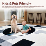 Ultra Soft Area Rug, Non Slip, Stain Resistant, Washable Area Rugs for Living Room, Bedroom, Abstract Multicolor Vinyl Aesthetic(Black)